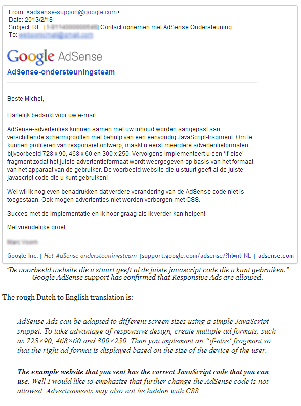 Google Adsense Responsive Design Approval