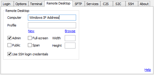 Remote Desktop over SSH using Tunnelier3
