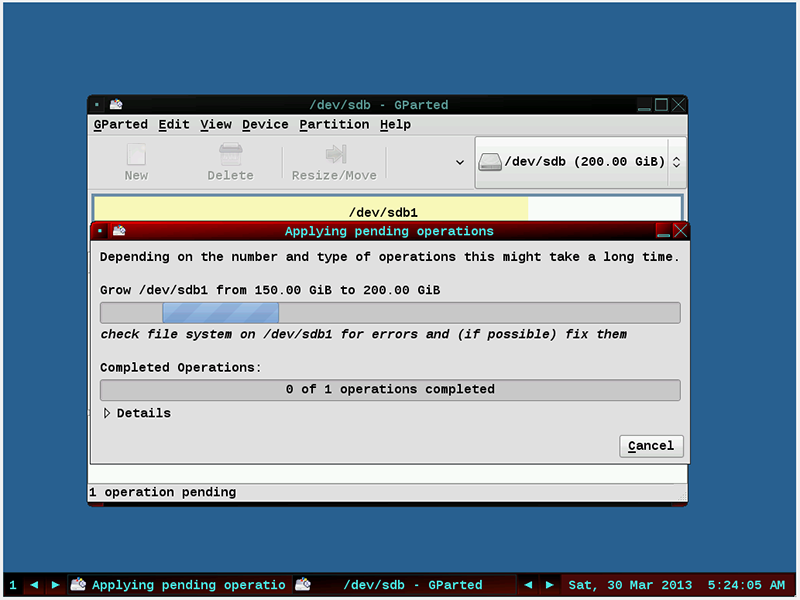 gparted-grow Resize VirtualBox Disk